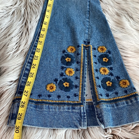 Driftwood x Free People Farrah Flare Slit Golden Gates Boho Embroidered Jeans 25 - Picture 9 of 13
